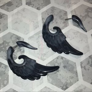 angel wing fake stretched-ears earrings